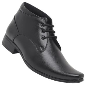 Zixer Artificial Leather Mens Formal Shoes || Office High Top Formal Shoes Men || Cozy Black Formal Shoes for Men Ankle Bike Riding Chelsea Boots For men (Black)